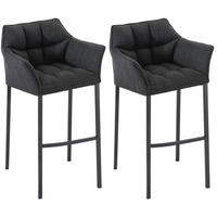 BARHOCKER 2er Set Stoff dunkelgrau - Dunkelgrau/Schwarz, Textil/Metall (64/110/48cm) - CLP