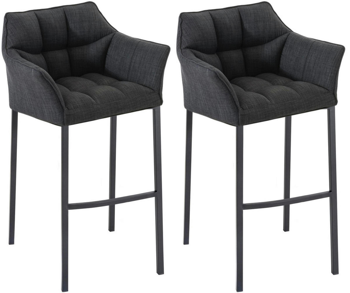 BARHOCKER 2er Set Stoff dunkelgrau - Dunkelgrau/Schwarz, Textil/Metall (64/110/48cm) - CLP