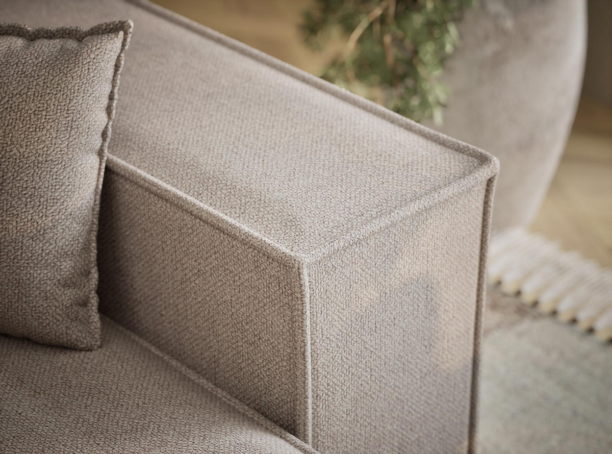 ECKSOFA MIT SCHLAFFUNKTION Moyo Beige Webstoff - Schwarz/Grau, Holz/Holzwerkstoff (255/148cm) - Maison de Reve