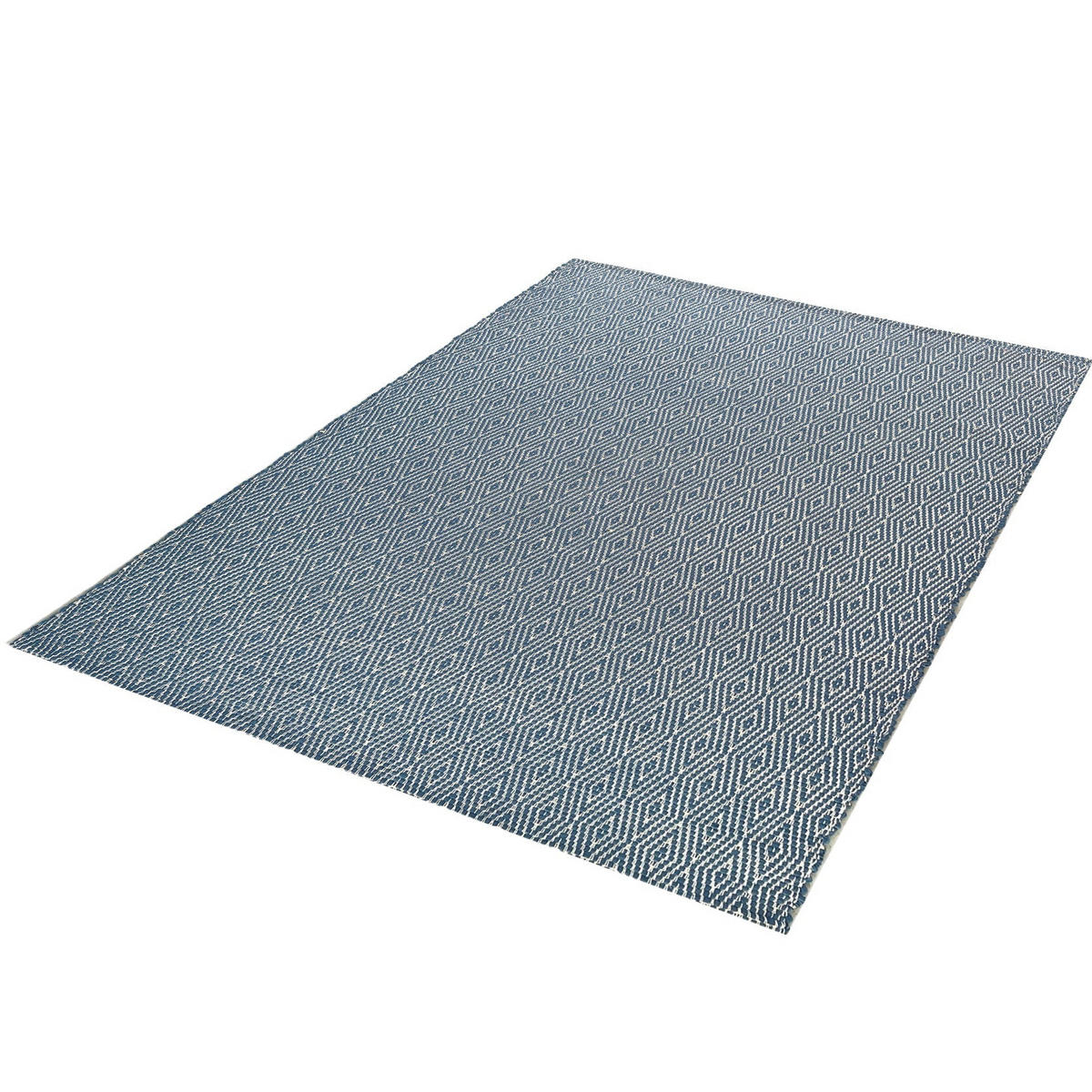 TEPPICH aus recycelten Fasern handgewebt blau - Blau, Naturmaterialien (160/230cm) - AFK Living
