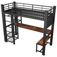 HOCHBETT 90/200 cm DE-33136 mit LED und Stauraumtreppe Schwarz - Schwarz, Metall (90/200cm) - ComfortXL
