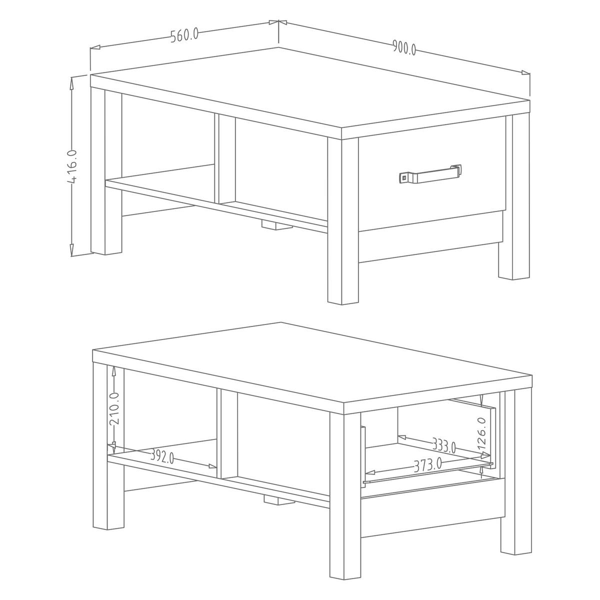 COUCHTISCH OLIVIERO 90/42/56 cm Braun - Braun, Holzwerkstoff (56/90/42cm) - MASSENO