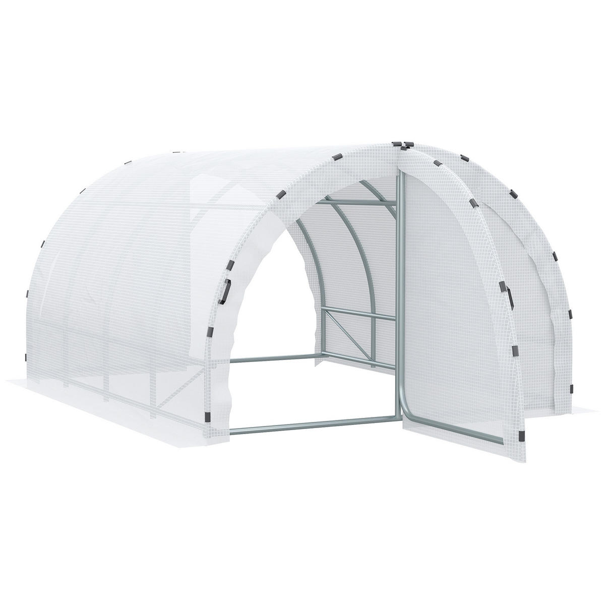 GEWÄCHSHAUS DE-11882 12 m² mit Doppeltür Weiß - Weiß, Metall (300/200/400cm) - ComfortXL