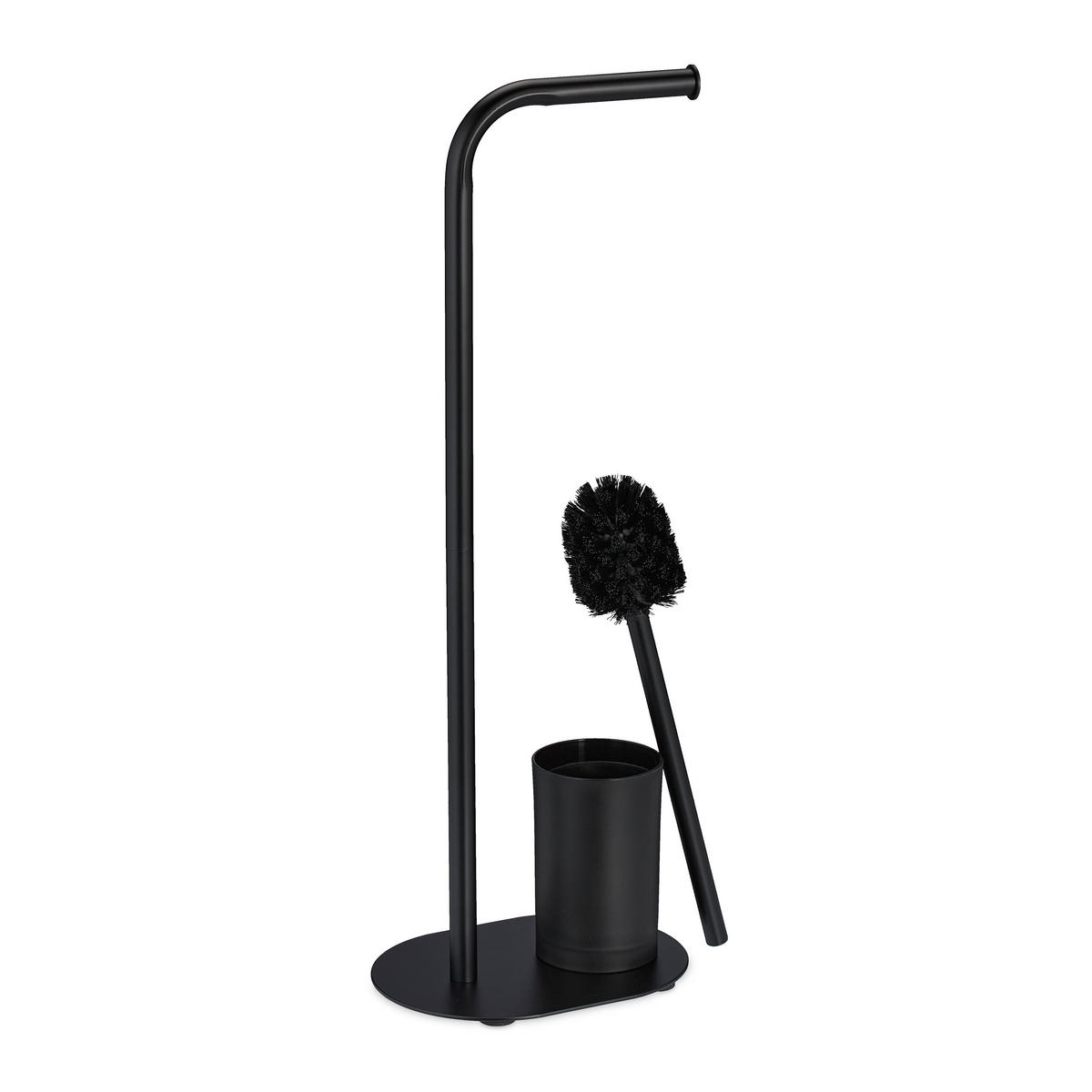 WC-GARNITUR - Schwarz, Kunststoff/Metall (23/64.5/17cm) - Relaxdays