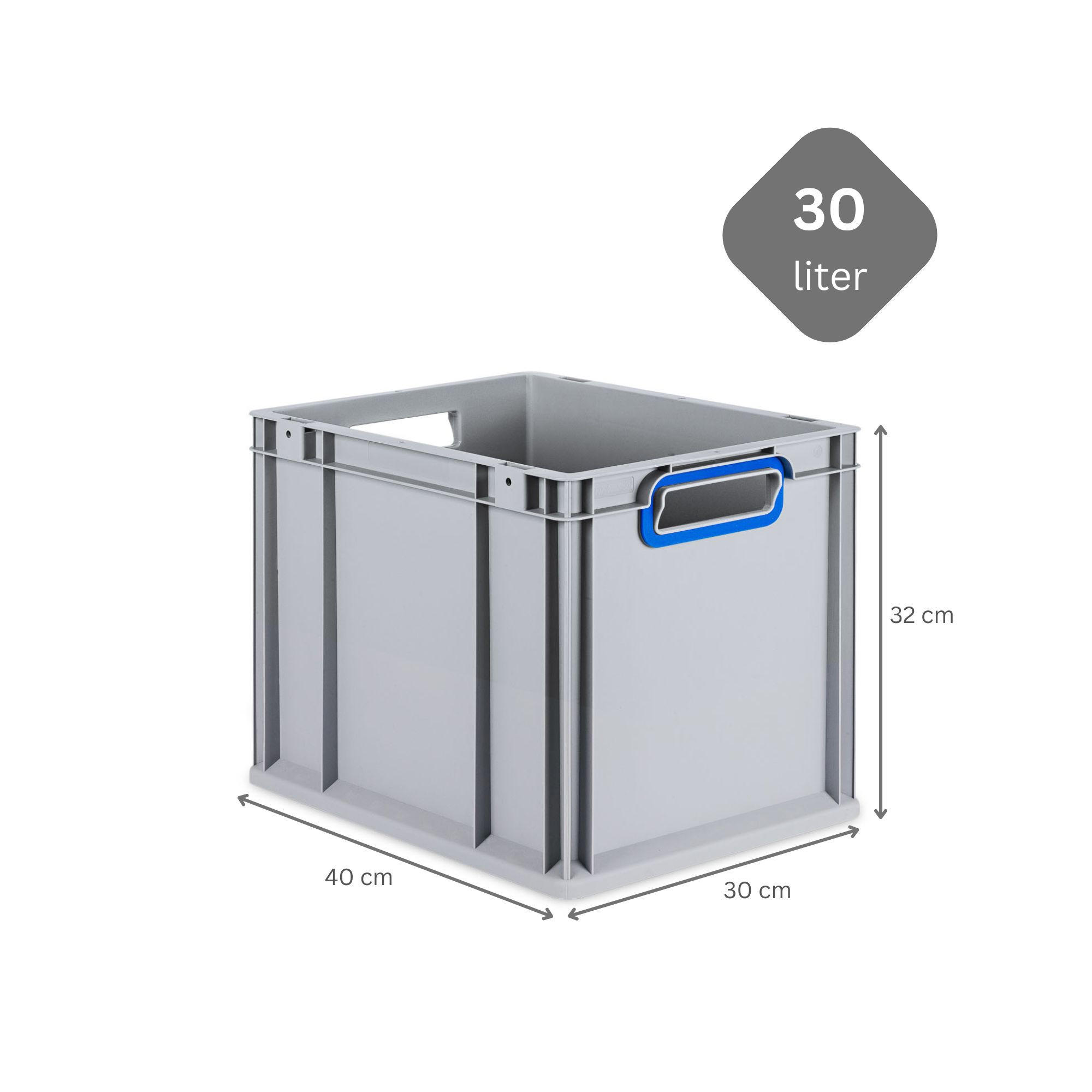 EUROBOX 5x Nextgen Color 32x30x40cm 30 Liter Griffe Blau Offen - Blau, Kunststoff (30/32/40cm) - PROREGAL