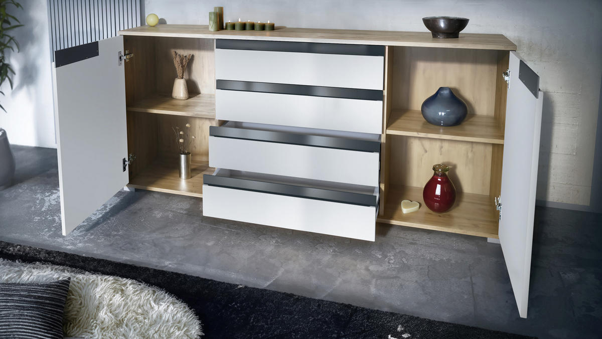SIDEBOARD Sylt Anthrazit matt - Anthrazit, Holzwerkstoff (166.5/75.5/35cm) - Vladon