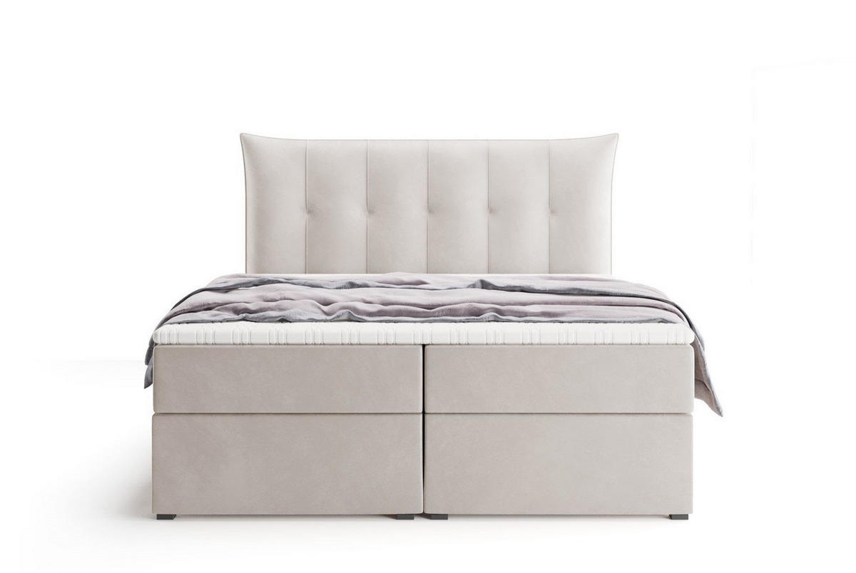 BOXSPRINGBETT PREMIUM 10, 160 x 200 cm, Bettkasten, H3, Ecru - Ecru, Textil (160/200cm) - Labett
