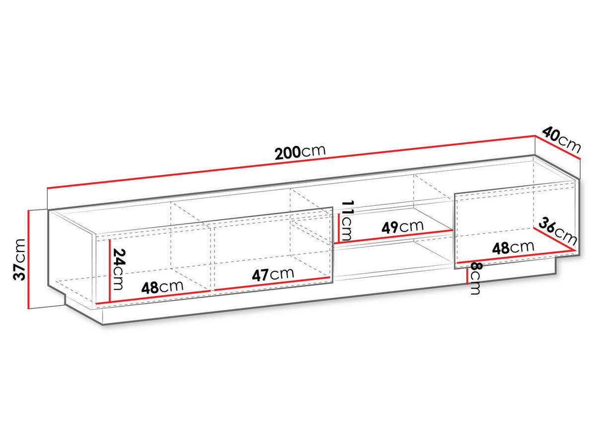 TV-LOWBOARD Mirtu 200 - Nussbaumfarben, Holzwerkstoff (200/37/40cm) - MIRJAN24