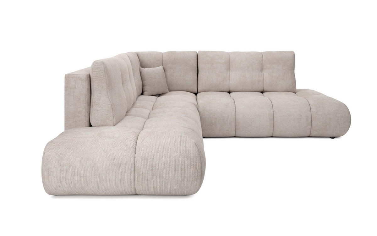 ECKSOFA DUCA II R-S Beige Chenille mit Schlaffunktion - Beige, Holz (266.5/266.5cm) - MASSENO