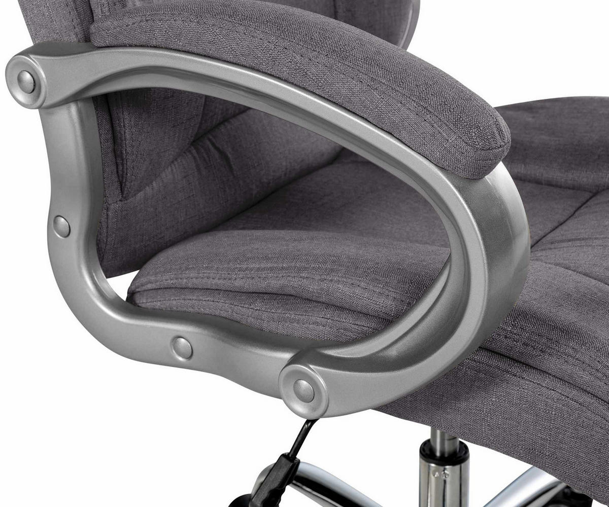 CHEFSESSEL Stoff Grau - Chromfarben/Grau, Textil/Metall (66/113/70cm) - CLP