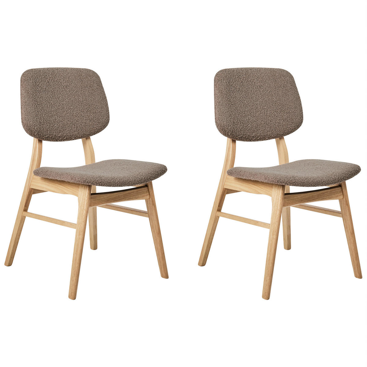ESSZIMMERSTUHL 2er-Set Hellbraun/Taupe Elaine - Braun/Grau, Textil (48/81/54cm) - Beliani