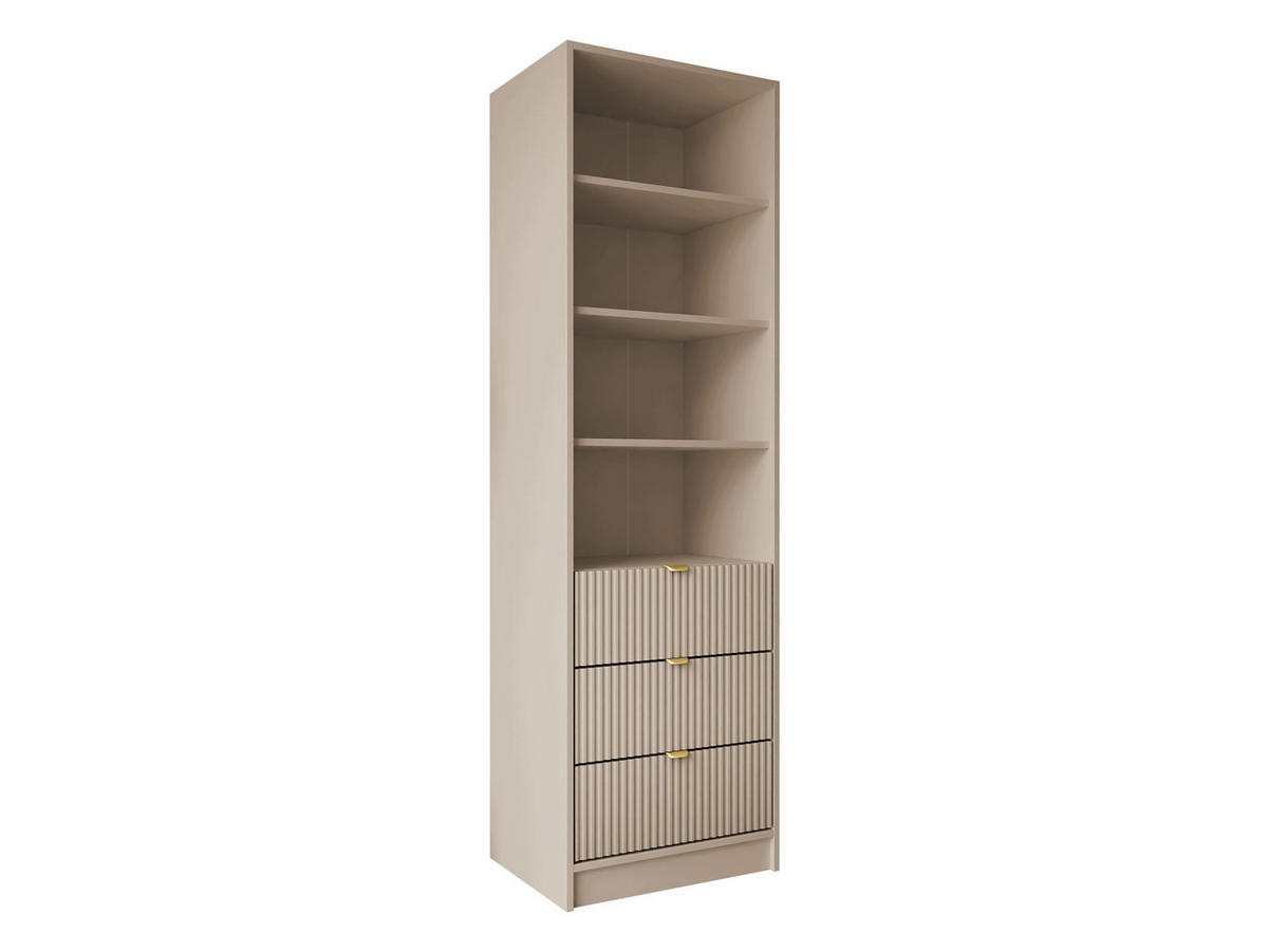 REGAL Tireno 3SZ - Beige/Goldfarben, Holzwerkstoff/Metall (60/180/40cm) - MIRJAN24
