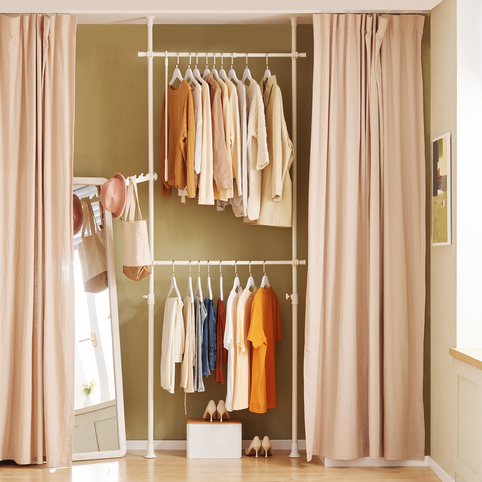 TELESKOP GARDEROBEN SYSTEM Weiß - Weiß, Kunststoff (113/285/1cm) - SoBuy