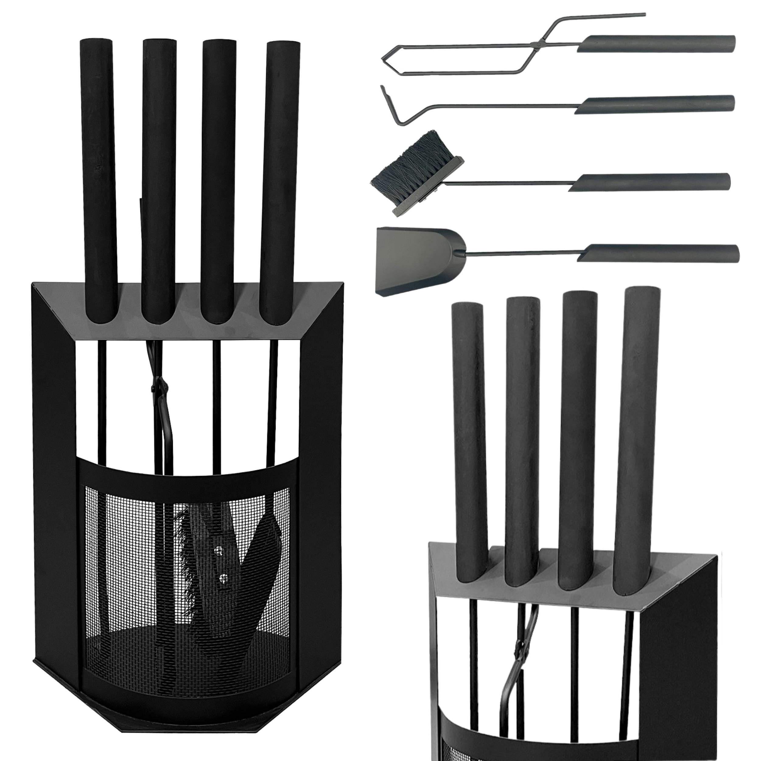 KAMINBESTECK Schwarz Modern 5 Teilig Set - Schwarz, Metall (28/61/26cm) - DanDiBo