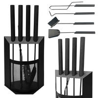 KAMINBESTECK Schwarz Modern 5 Teilig Set - Schwarz, Metall (28/61/26cm) - DanDiBo