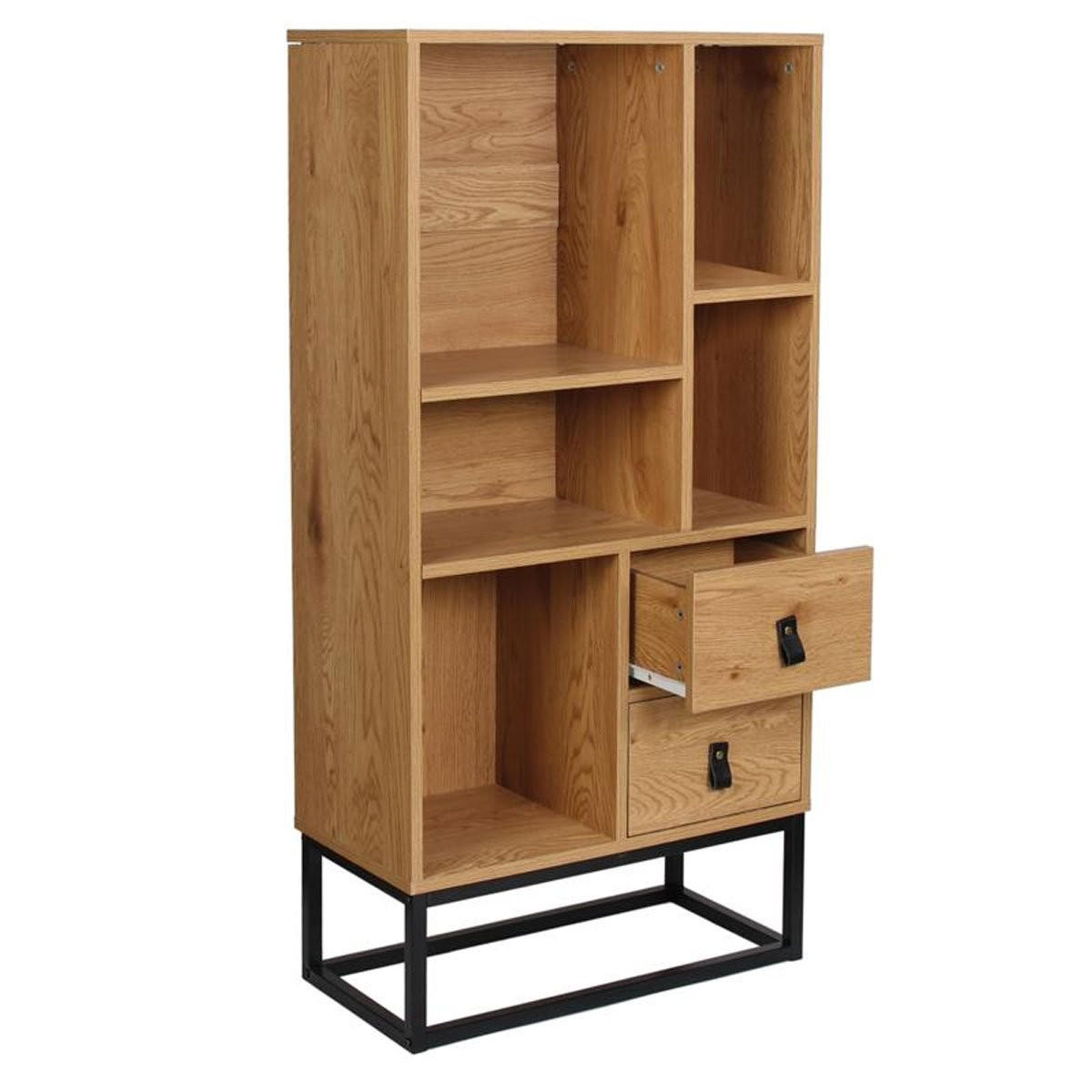 BÜCHERREGAL mit 2 Schubladen 5 Ablagen H120 cm - Apfelbaumfarben, Holzwerkstoff (29/120/66cm) - Calicosy