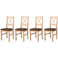 STUHL Nilo 10 (4er Set) - Braun/Sonoma Eiche, Holz (43/94/40cm) - Leaf Design