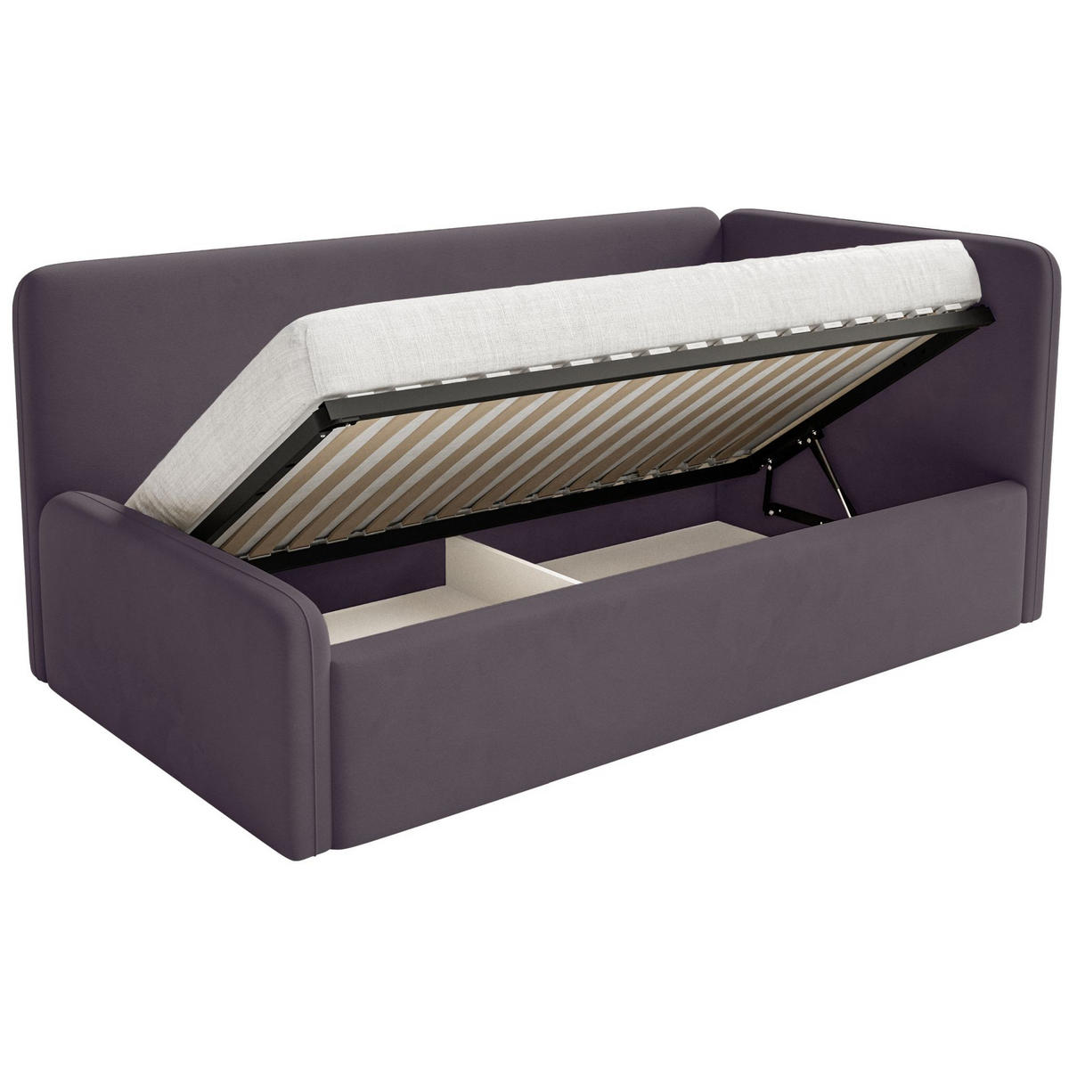 JUGENDBETT Fanko Samt Violett 90x200 cm - Lila/Schwarz, Kunststoff/Textil (90/200cm) - Selsey