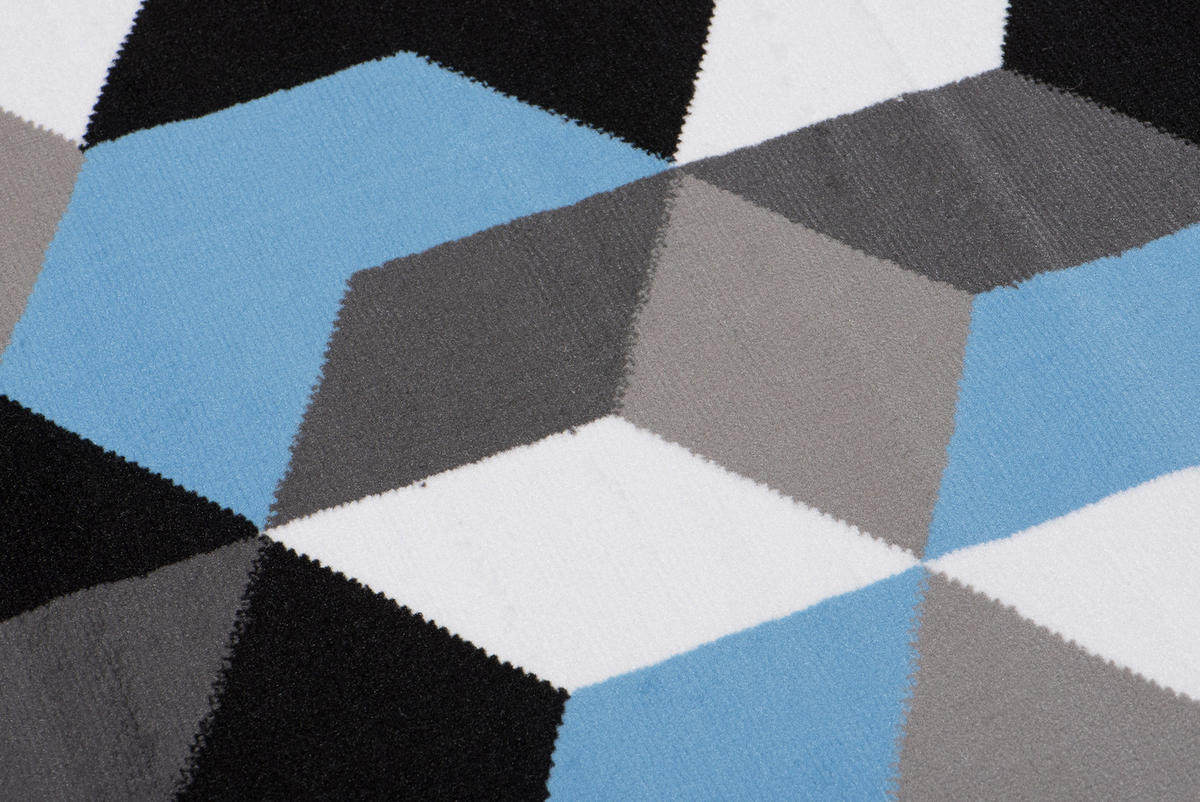 TEPPICH MAYA Blau Geometrisch Gitter Figuren 140/200 cm - Blau, Textil (140/200cm) - Tapiso