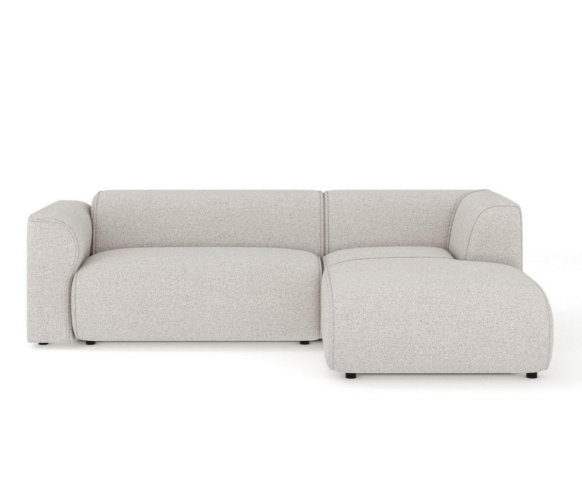 ECKSOFA Melani Beige Webstoff - Rechts Seite - Beige/Schwarz, Holz/Holzwerkstoff (162/256cm) - Maison de Reve