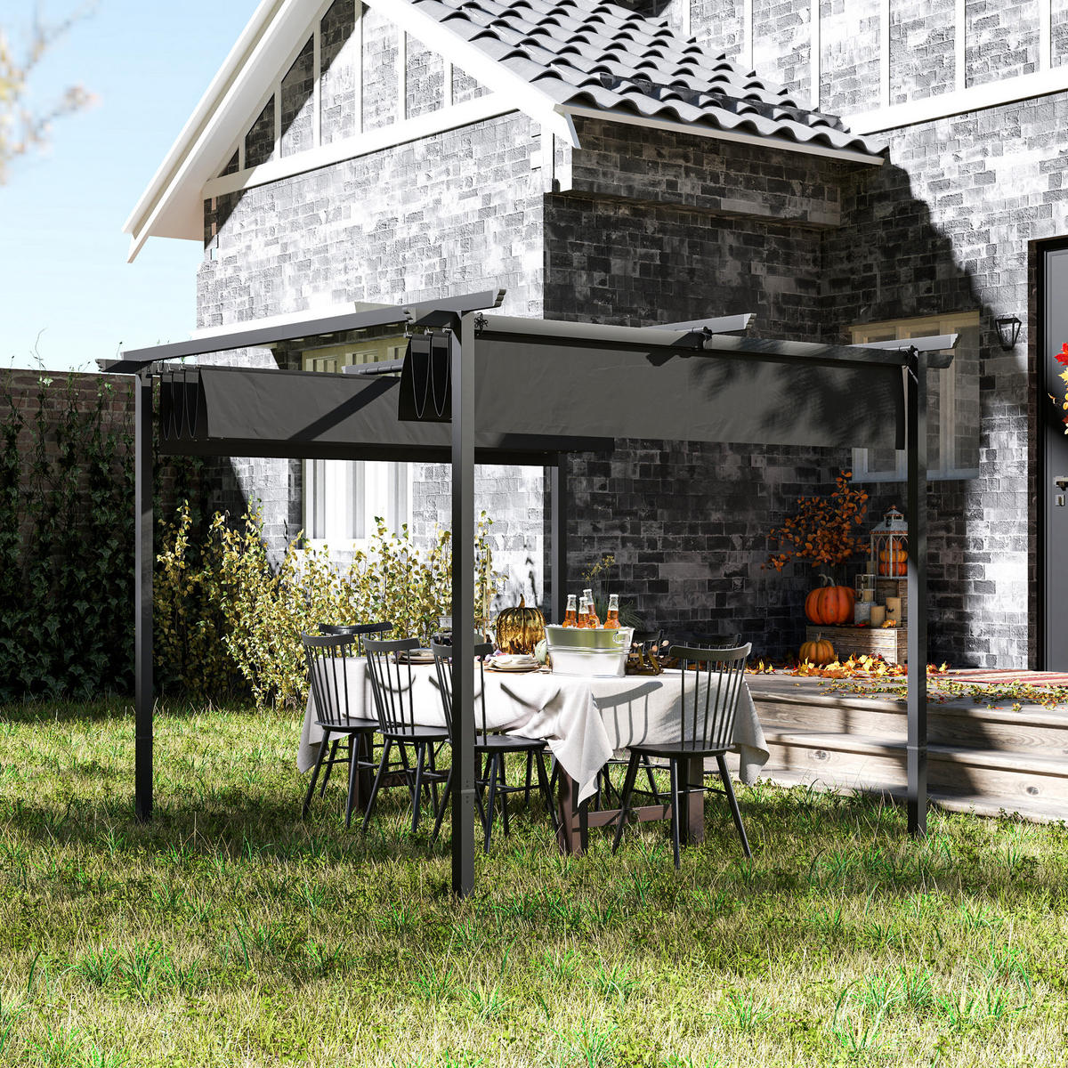 PERGOLA aus Metall, 3x 3m - Dunkelgrau, Metall (300/227/300cm) - Outsunny