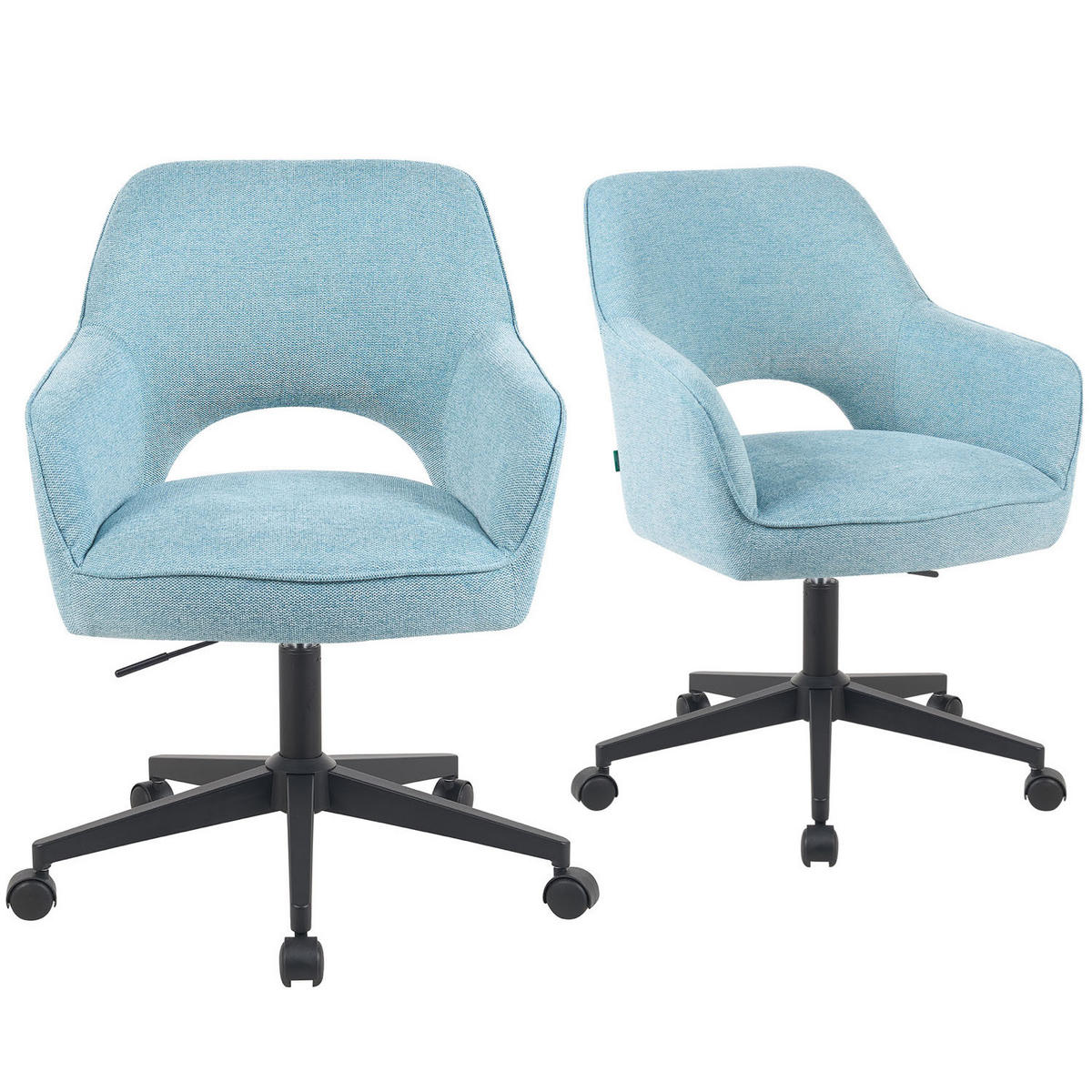 BÜROSTUHL Mika-Ilvy - Schwarz/Hellblau, Textil/Metall (60/84/65cm) - DUBI Möbel