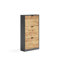 SCHUHKIPPER Gizmo, Goldkraft Eiche/Anthrazit, 59 x 112 cm mit 3 Fächern - Honigeiche/Anthrazit, Holzwerkstoff (59/112/22cm) - Vicco