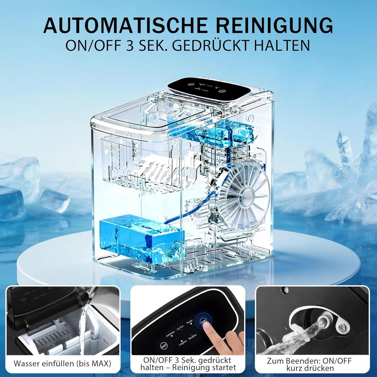 EISWÜRFELMASCHINE Kühleis 2.5L - Grau, Kunststoff (30.5/30.2/23.5cm) - Nettlife