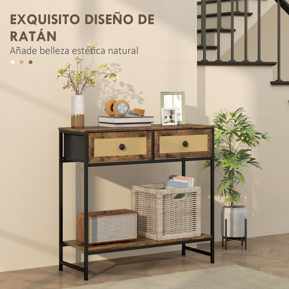 KONSOLENTISCH Rustikales Braun MDF Stahl 1 Stück - Braun, Kunststoff (80/30/75cm) - GiPP