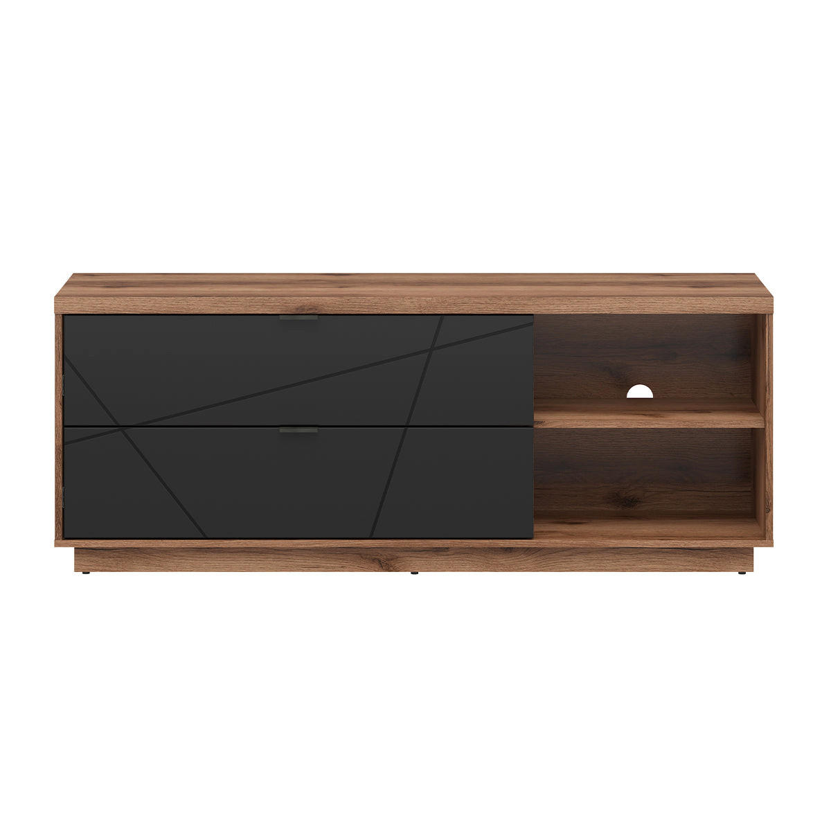 TV-MÖBEL Sven Schwarz und Holz - Schwarz, Holzwerkstoff (156/61/43cm) - Petits-meubles