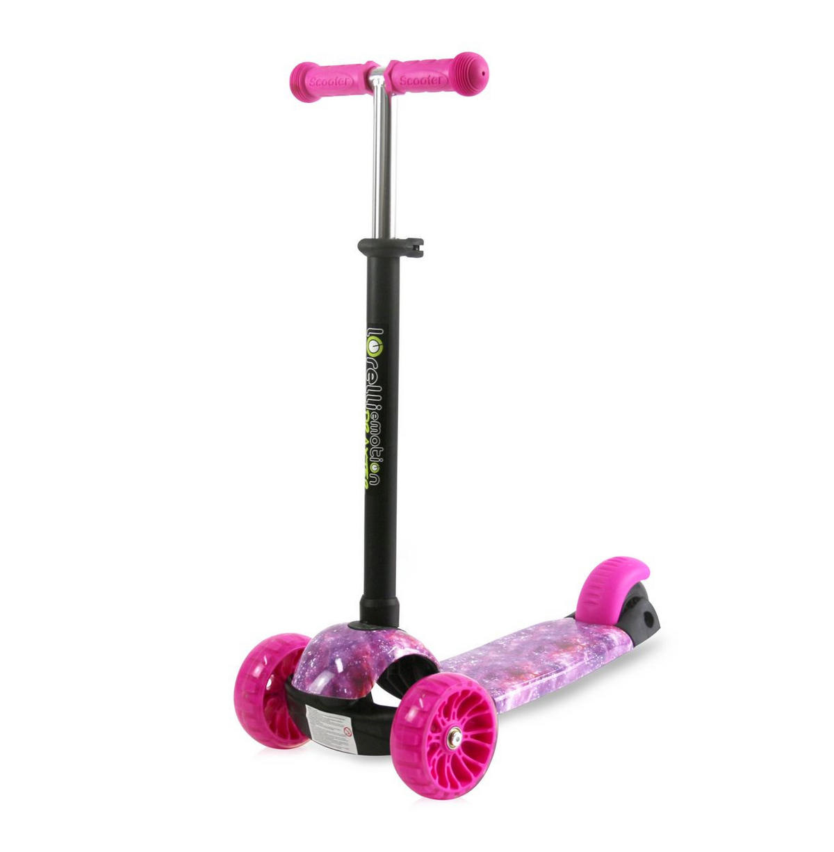 KINDERROLLER Draxter pink höhenverstellbar, PU-Leuchträder Fußbremse - Rosa, Metall (52/13/77cm) - Lorelli
