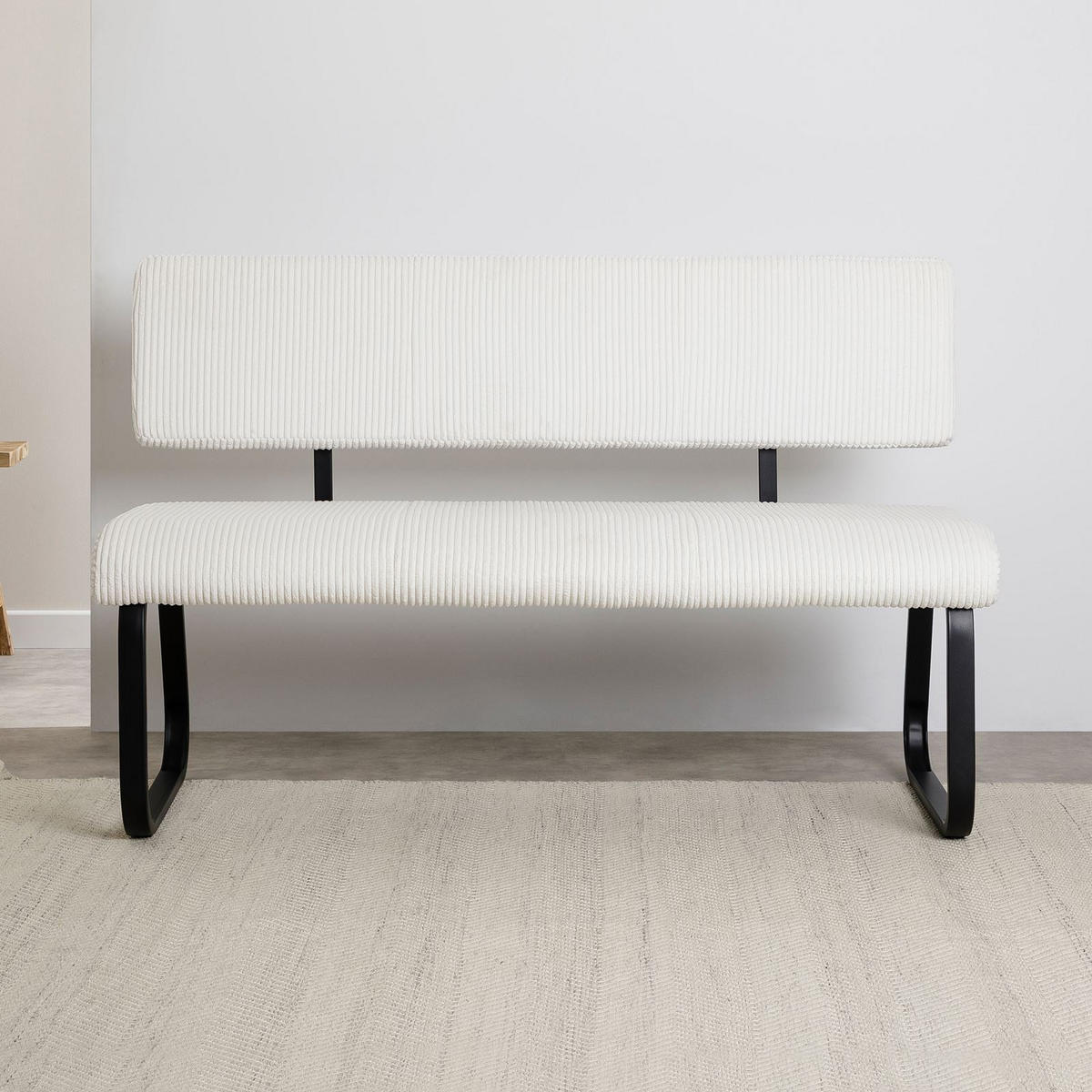 ESSZIMMERBANK MATESE weiß - Weiß, Textil/Metall (135/88/58cm) - IDIMEX