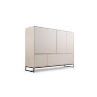 KOMMODE Genua 160 cm, Beige, Schwarzer Rahmen - Beige, Holzwerkstoff (160/120/45cm) - Bettso