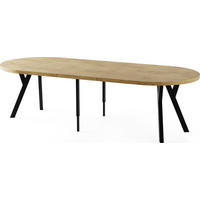 ESSTISCH Twixy XXL groß rund oval ausziehbar, Eiche Hell Braun 100-250/100/76 cm - Eichefarben/Schwarz, Holz/Holzwerkstoff (100/250/76cm) - WFL GROUP
