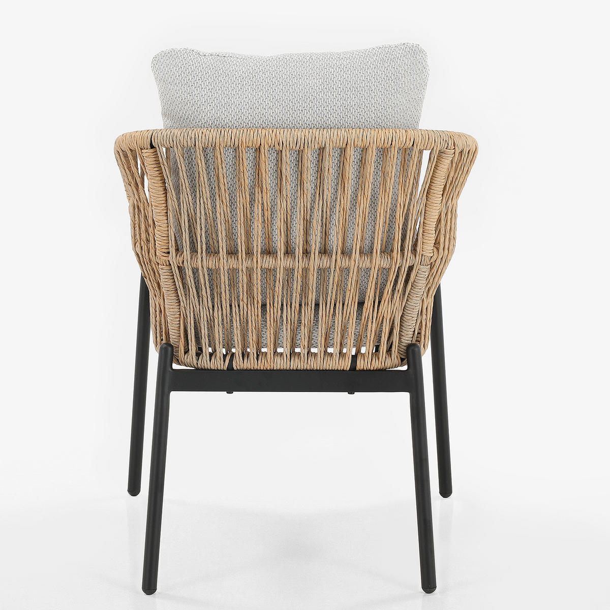 GARTENESSGRUPPE - 7-teilig - Aluminium / Polyrattan / Webstoff - Schwarz/Grau, Naturmaterialien/Textil - home24
