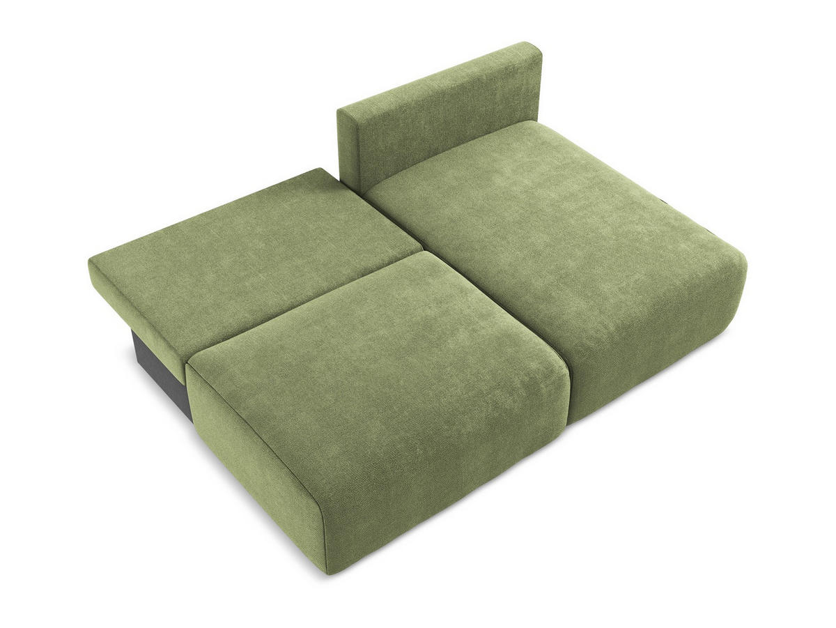ECKSOFA mit Schlaffunktion rechts Chenille Stoff Grün - Schwarz/Grau, Kunststoff/Textil (210/149cm) - Makamii