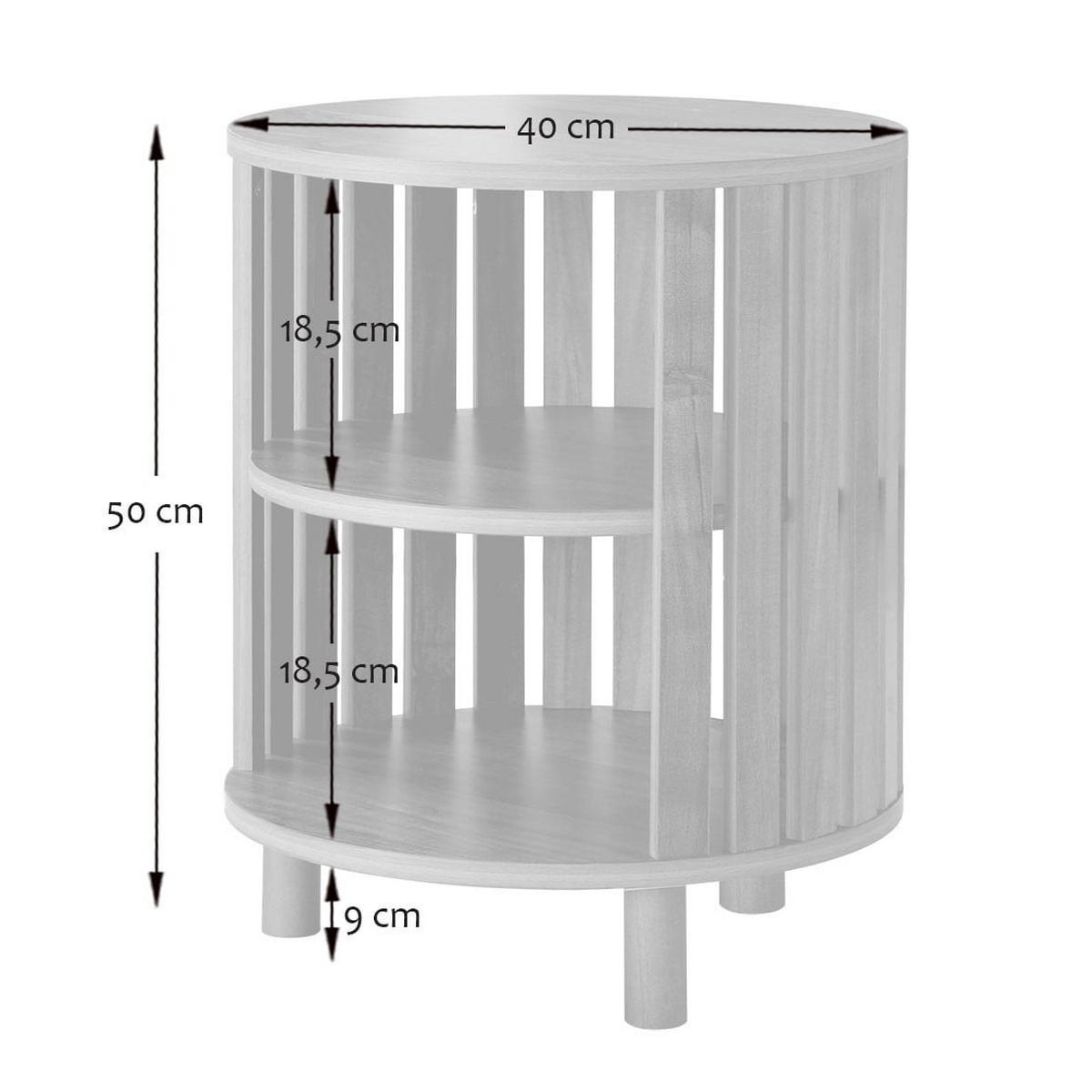 RUNDER Beistelltisch mit offenen Lamellen H50 cm - LIAM - Eschefarben, Holzwerkstoff (40/50/44.8cm) - Calicosy