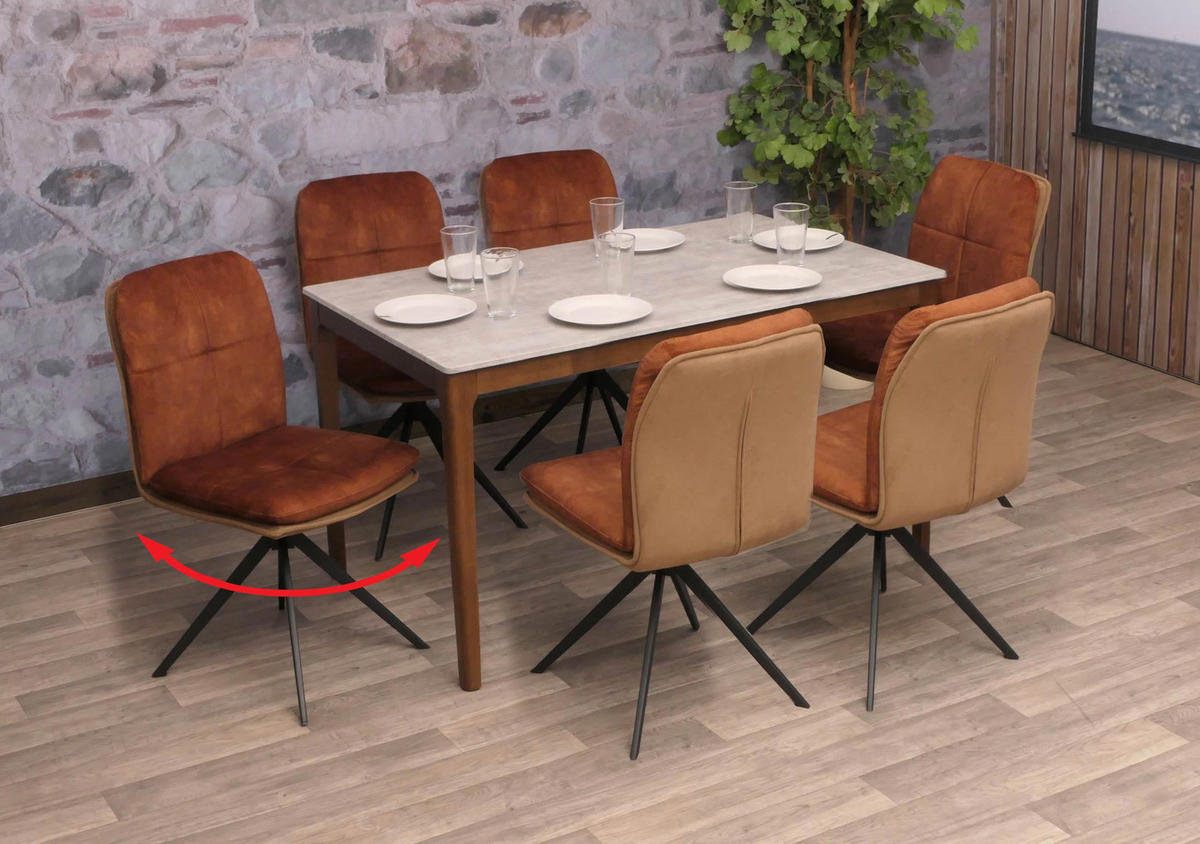 ESSZIMMERSTUHL Braun 6er-Set - Braun, Textil (47/90/56cm) - MCW