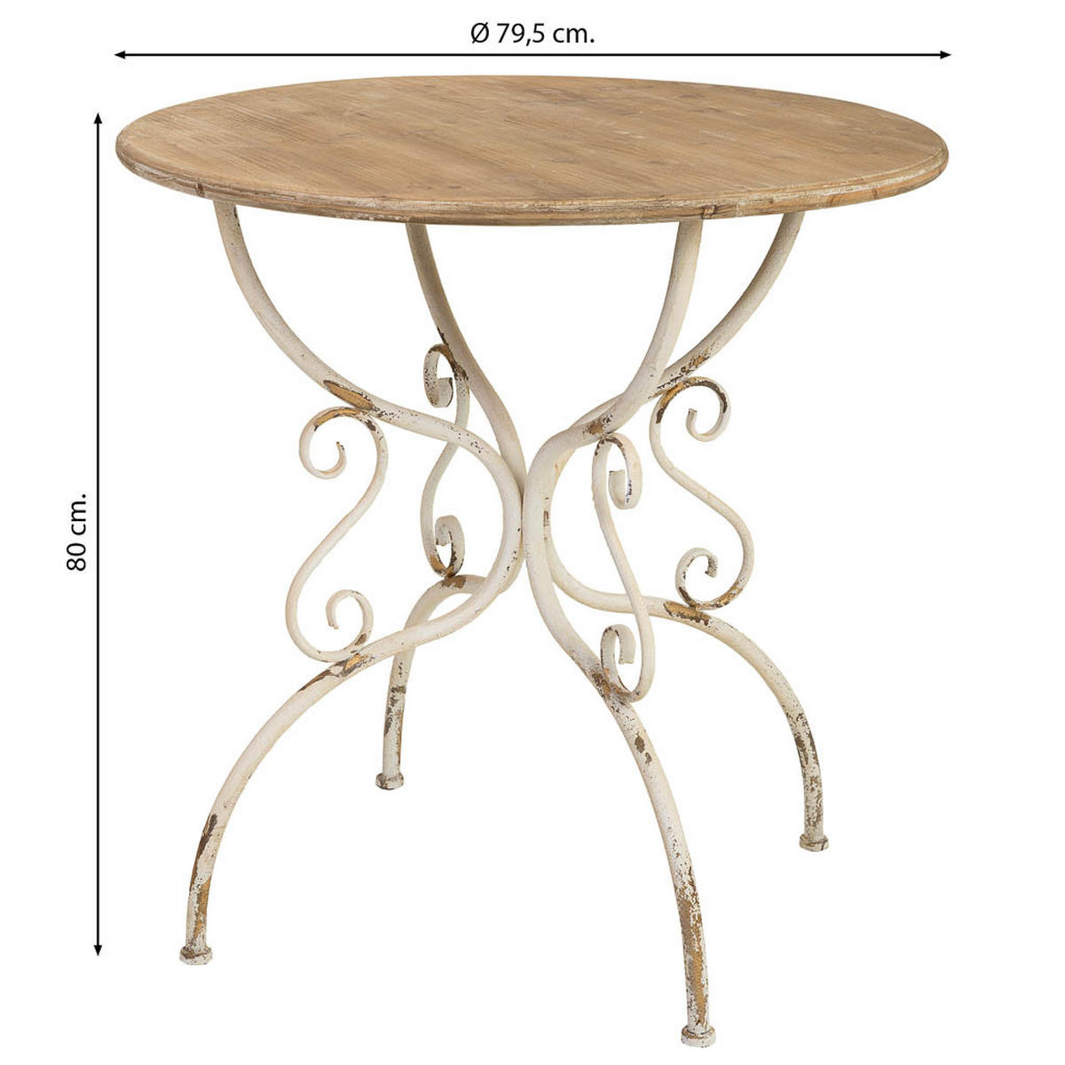 BEISTELLTISCH aus Metall und Holz, 80cm - Weiß, Metall (79/79/80cm) - Wanderlust