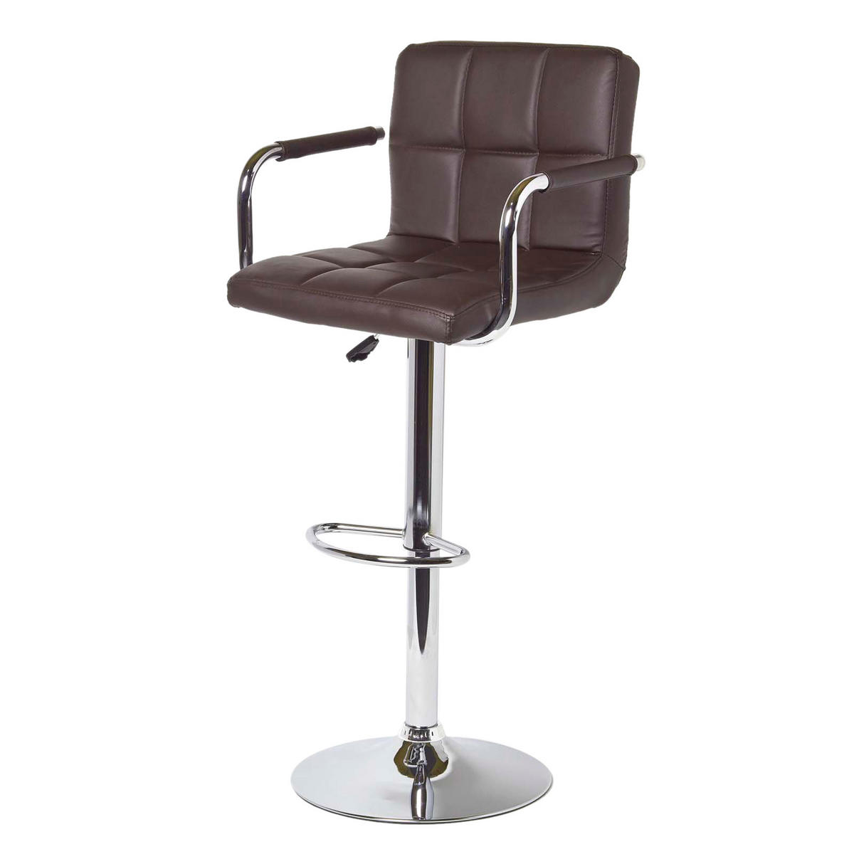 BARSTUHL Bramley mit Lehne, Kunstleder, drehbar & höhenverstellbar - Braun, Textil (44/113/44cm) - Homescapes