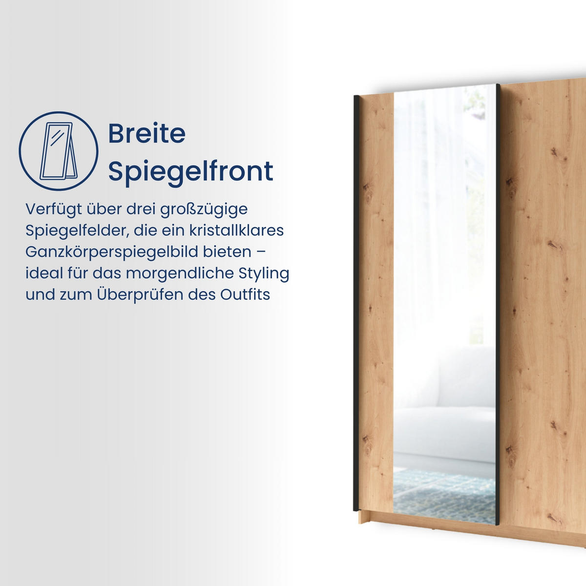SCHWEBETÜRENSCHRANK 2-Türen 150 cm mit Spiegel in Artisan - Eiche Artisan, Holzwerkstoff (62/198.5/150.6cm) - Home Collective