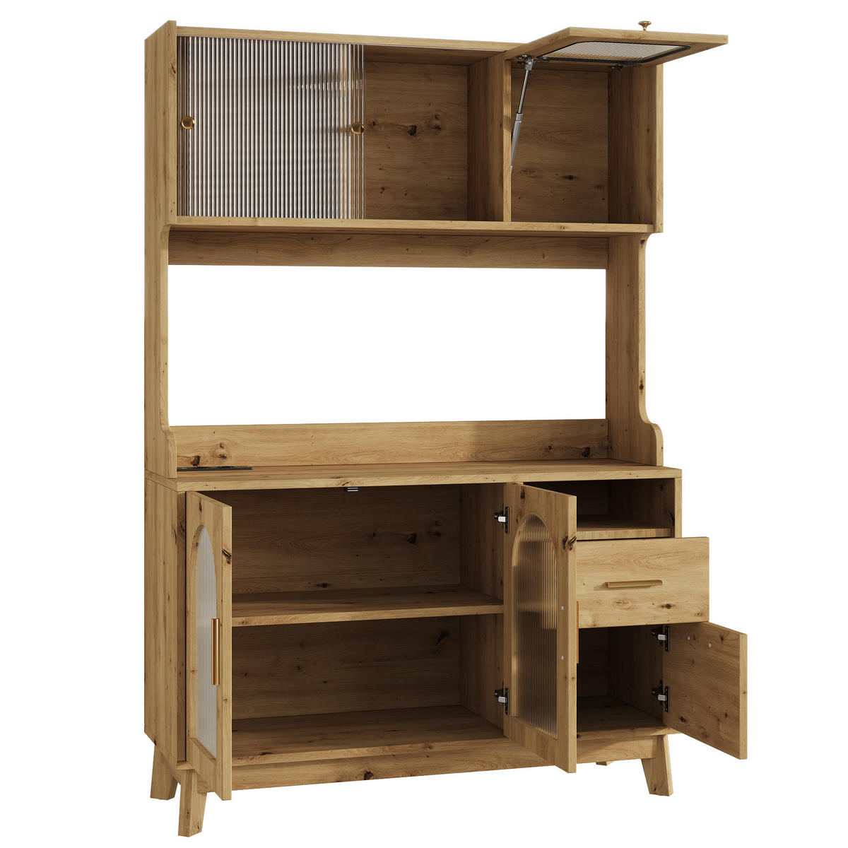 BUFFETSCHRANK DE-38607 120/40/178 cm Acrylglasfront Holz - Naturfarben, Holzwerkstoff (120/178/40cm) - ComfortXL