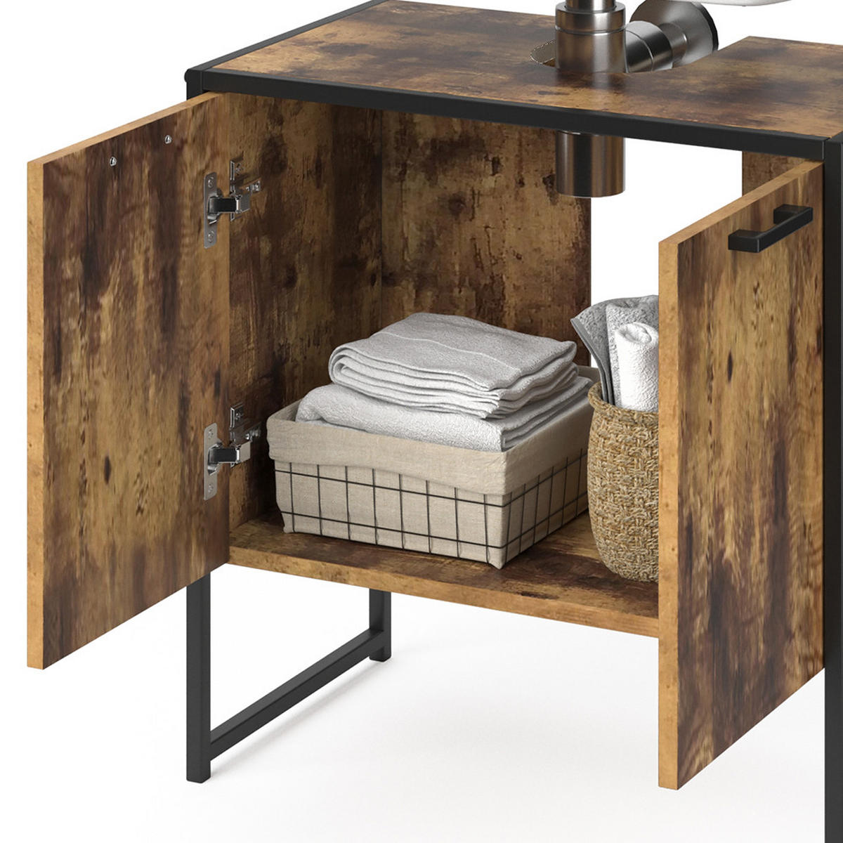 WASCHBECKENUNTERSCHRANK Fyrk Antikholz 60 x 60 cm - Alteiche/Schwarz, Holzwerkstoff (60/60/33cm) - Vicco