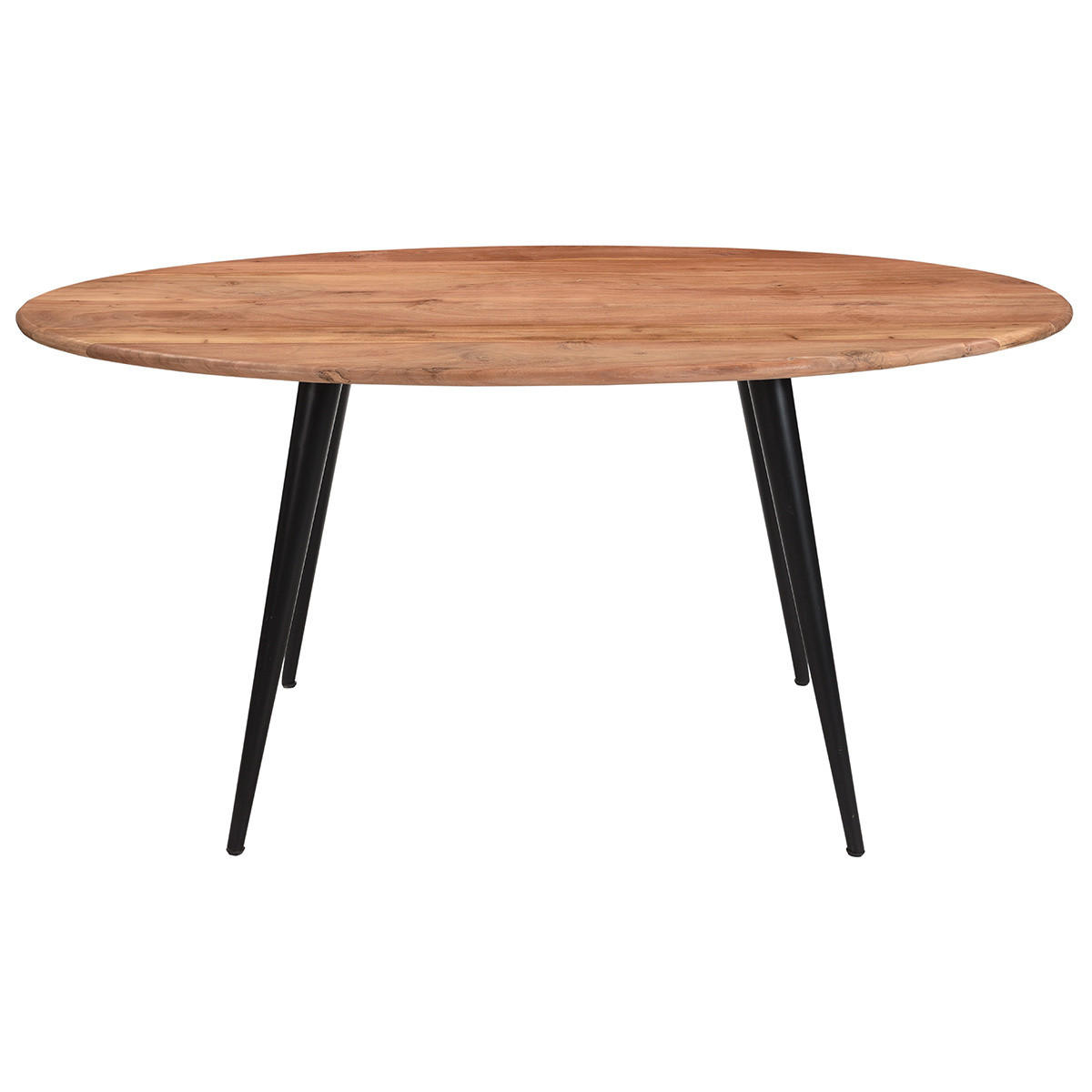 ESSTISCH Oval Massives Akazienholz Metall B160 cm OBALI - Dunkelbraun, Holz (160/90/76cm) - Miliboo