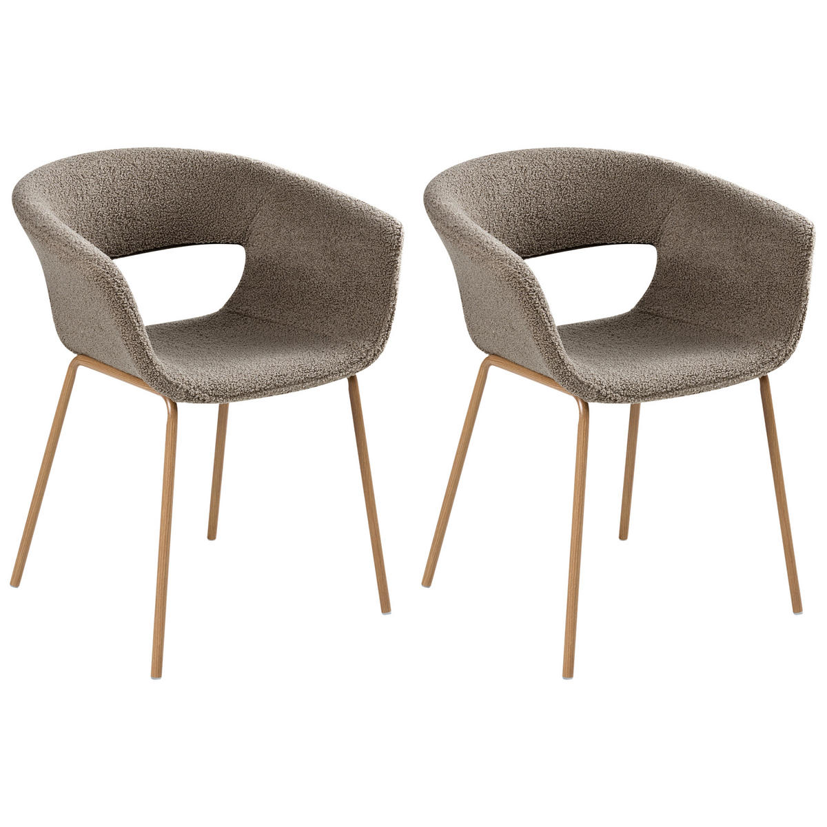 JÍDELNÍ ŽIDLE sada 2 ks Taupe Elma - hnědá/šedohnědá, textil (63/76/50cm) - Beliani