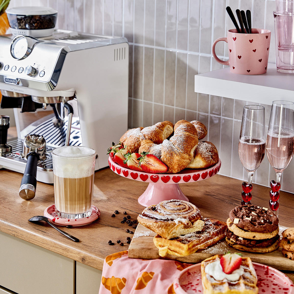 TASSE (6er-Set) Good Vibes Amore - Pink, Keramik (0.4L) - Butlers