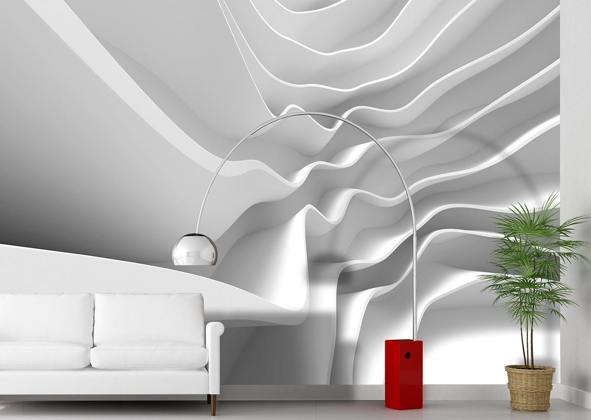 FOTOTAPETE 3D Muster 375 x 270 cm - Weiß, Papier (375/270cm) - Sanders & Sanders