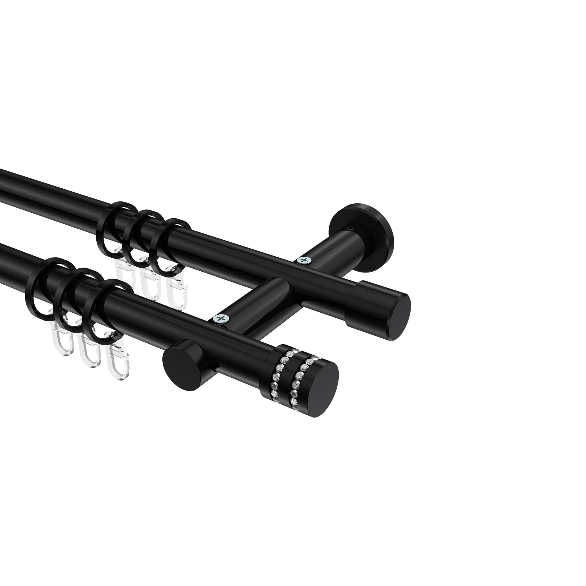 GARDINENSTANGE Platon Estana 200 cm, 2-läufig, 20 mm Ø Schwarz - Schwarz, Metall (200cm) - INTERDECO