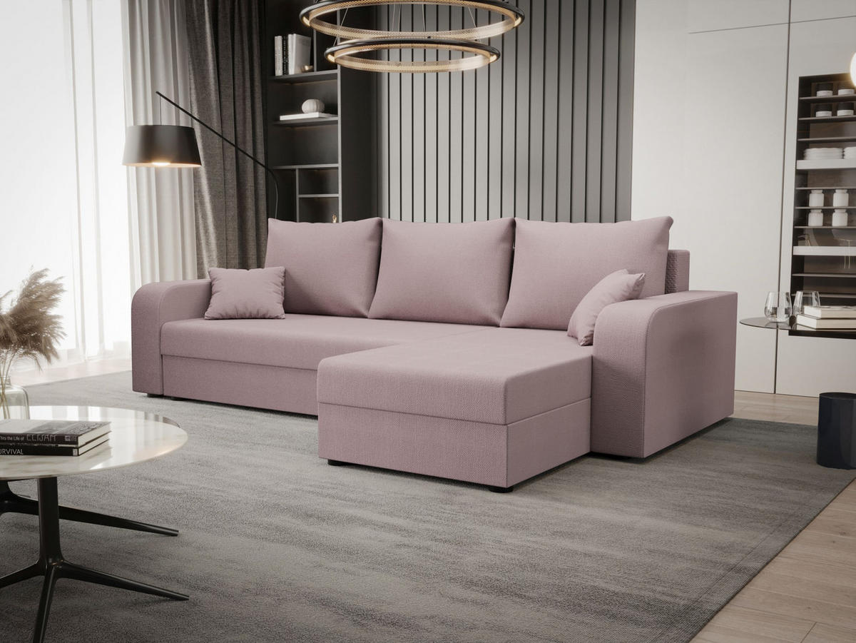 ECKSOFA HEWLET L BIS Cosmic 14 Rechts mit Schlaffunktion - Rosa, Textil (240/140cm) - Bedante