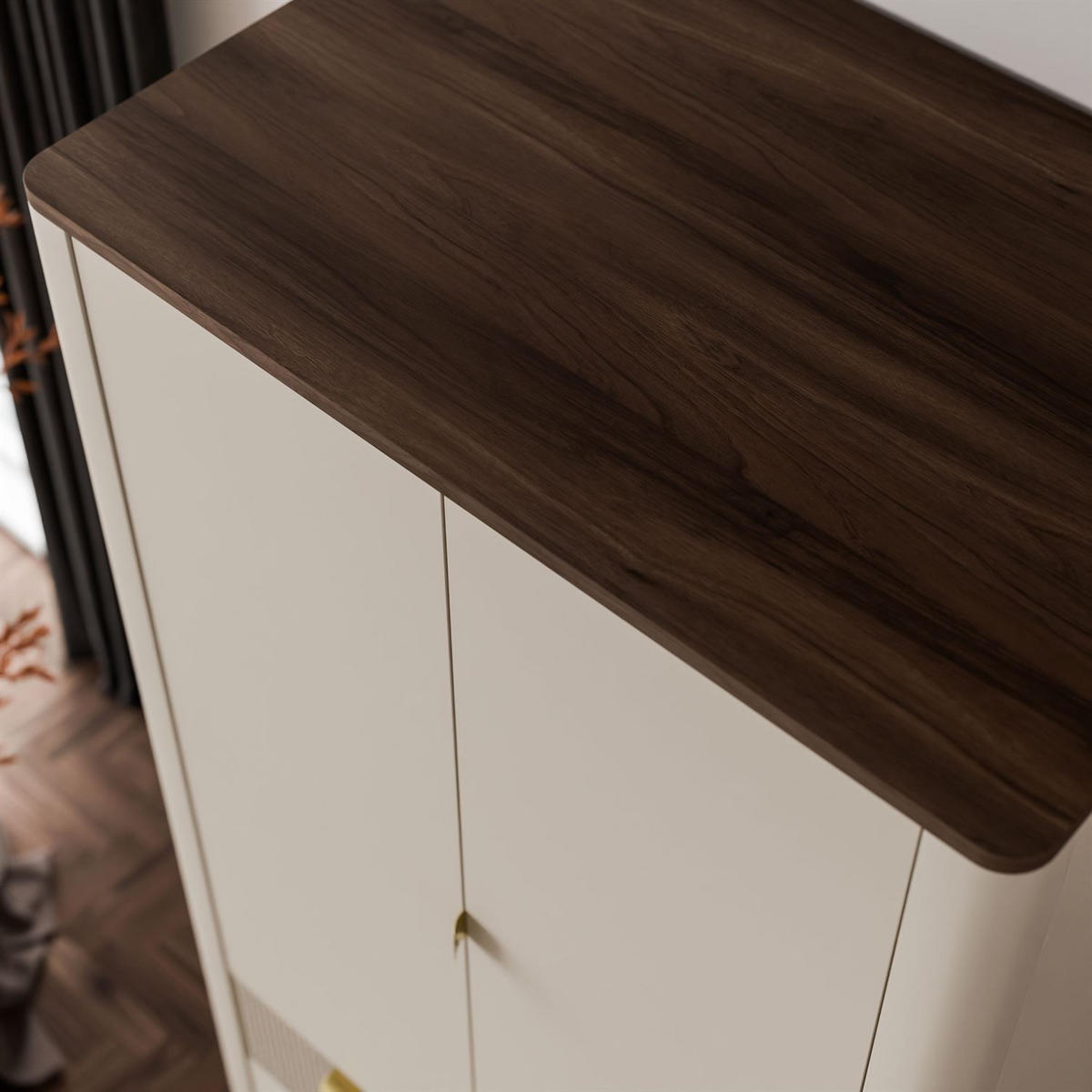 KLEIDERSCHRANK AUTUMN 2D3S zweitürig mit Schubladen, Kaschmir / Nussbaum - Beige, Holzwerkstoff (90/191/40cm) - Lookway